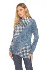 Samantha Top - Azure Houndstooth