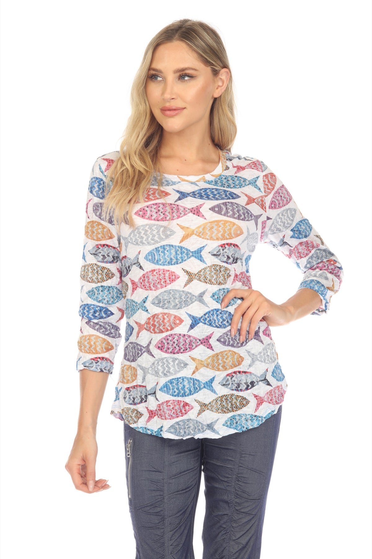 Round-Neck Top - Pattern Fish