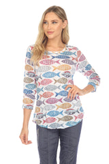 Round-Neck Top - Pattern Fish