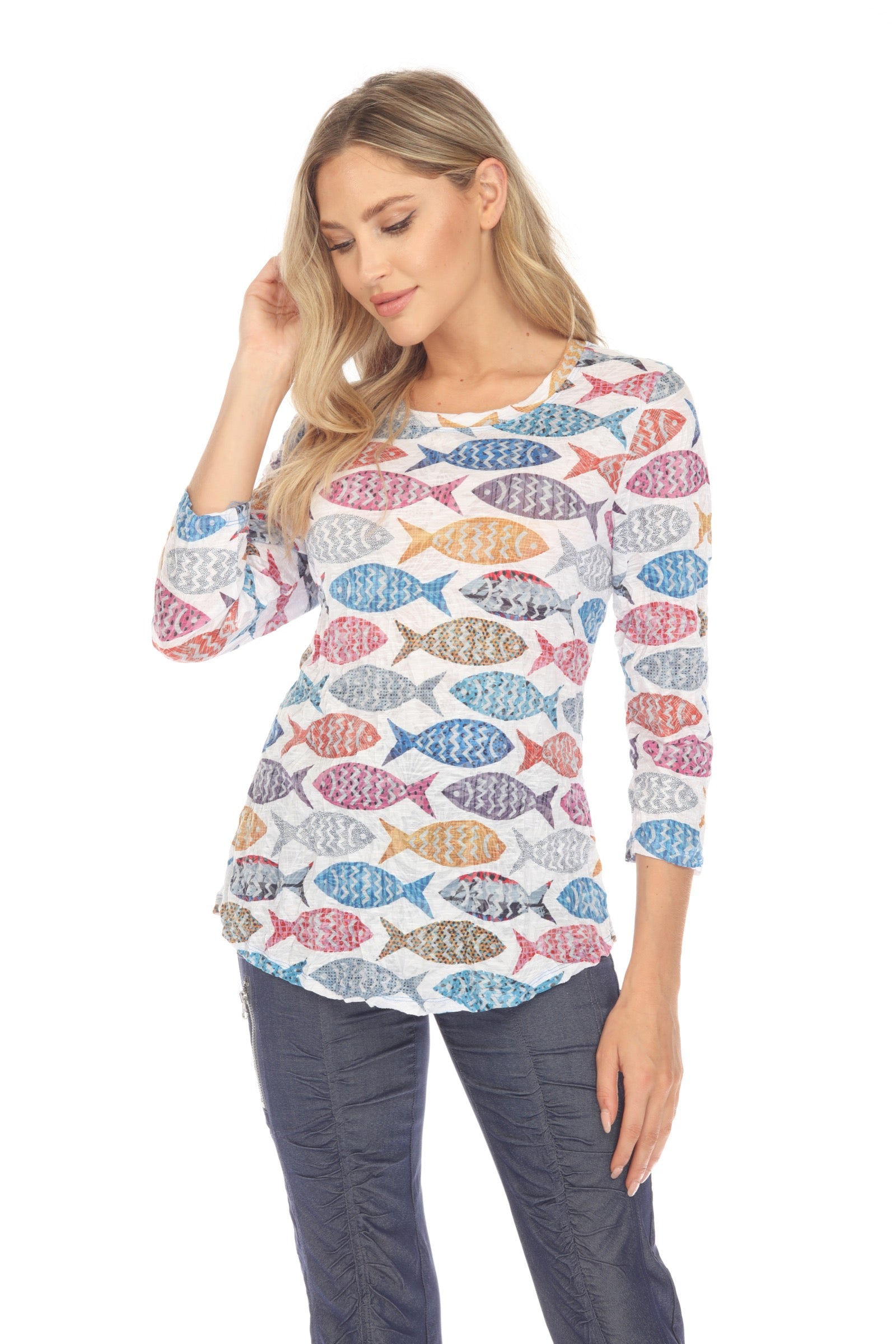 Round-Neck Top - Pattern Fish