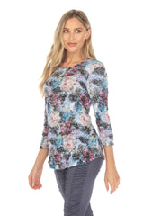 Round-Neck Top - Indigo Blossom