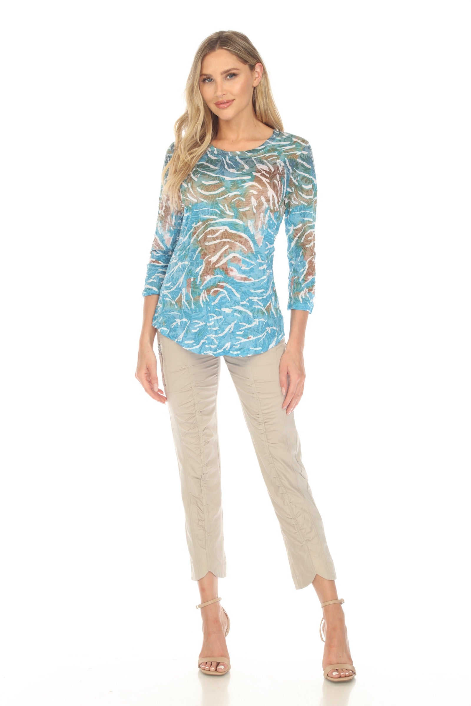 Round-Neck Top - Aqua Current