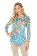 Round-Neck Top - Aqua Current