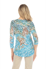 Round-Neck Top - Aqua Current