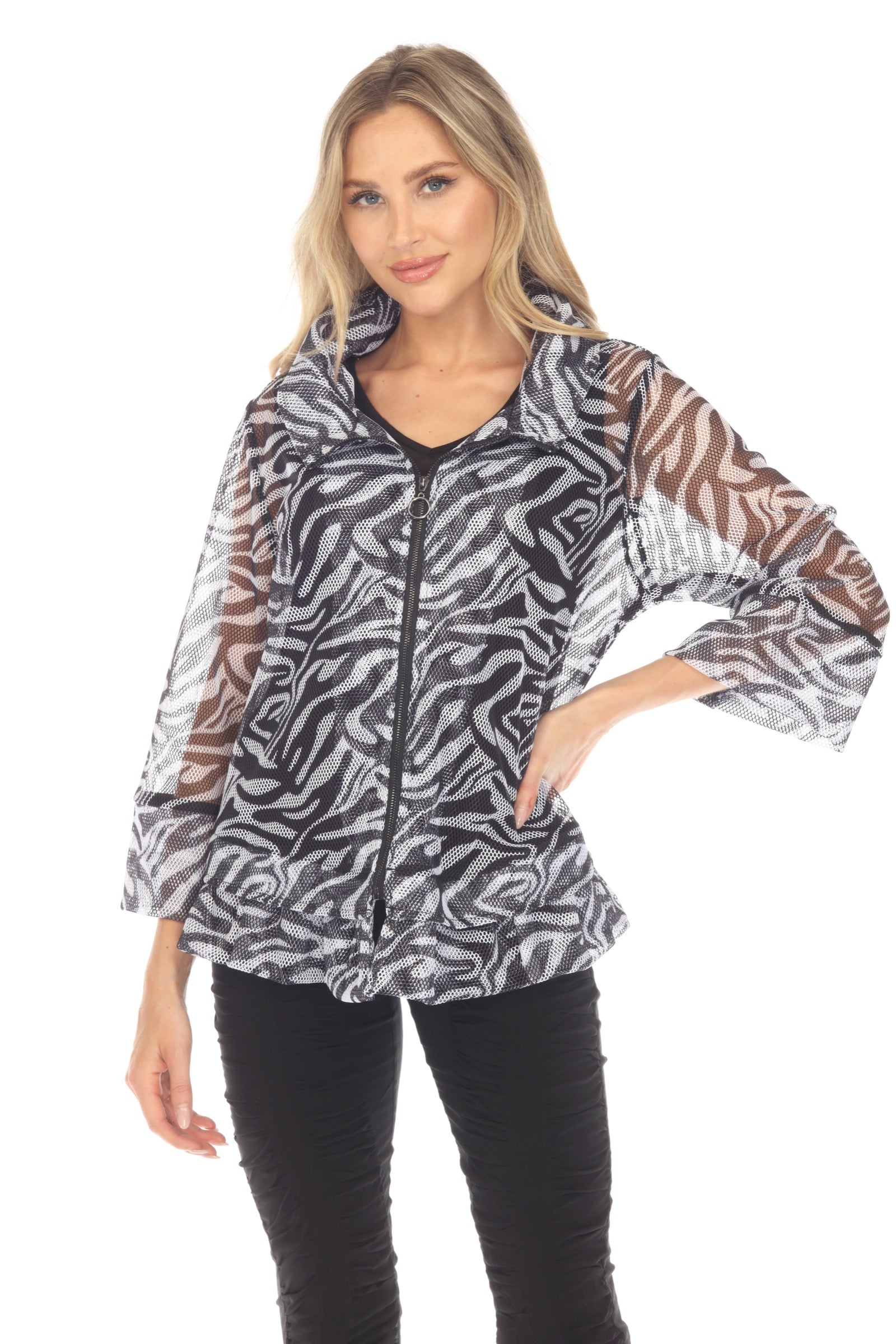 Mesh Zip Swing Jacket - Zebra