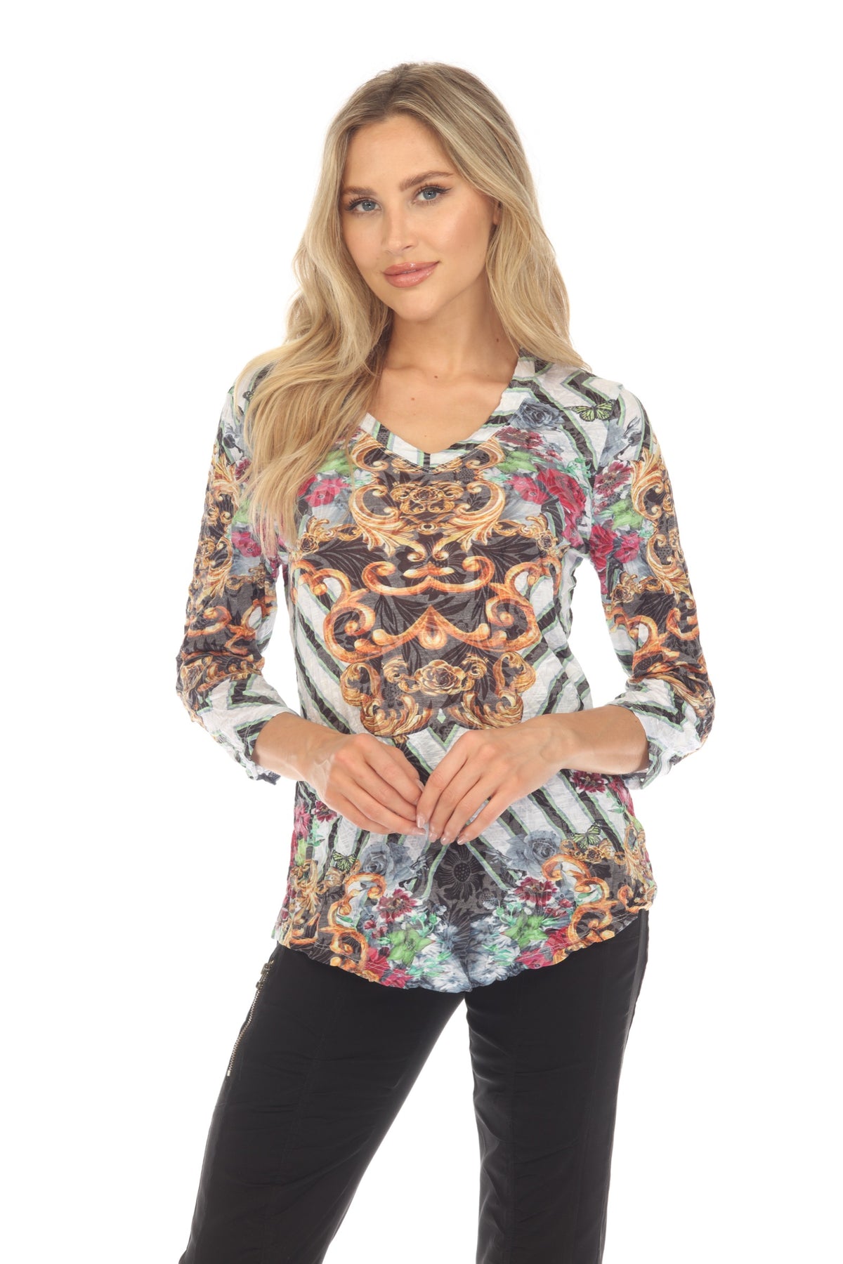 V-Neck Top - Gilded Floral