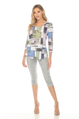 V-Neck Top - Meadow Mosaic