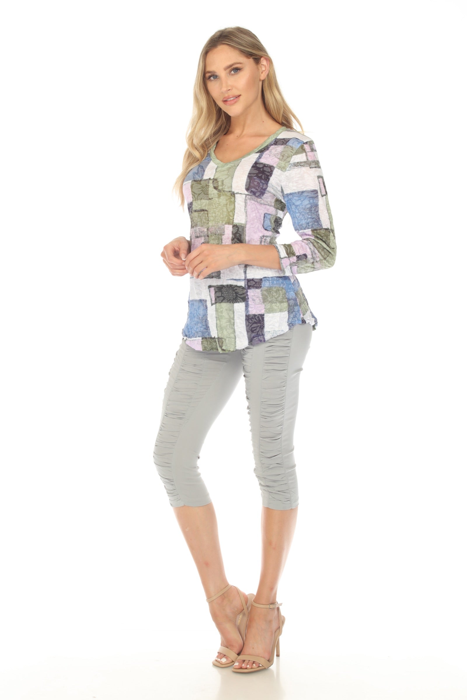 V-Neck Top - Meadow Mosaic