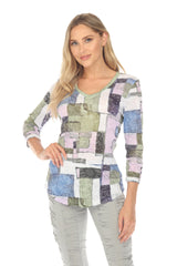 V-Neck Top - Meadow Mosaic