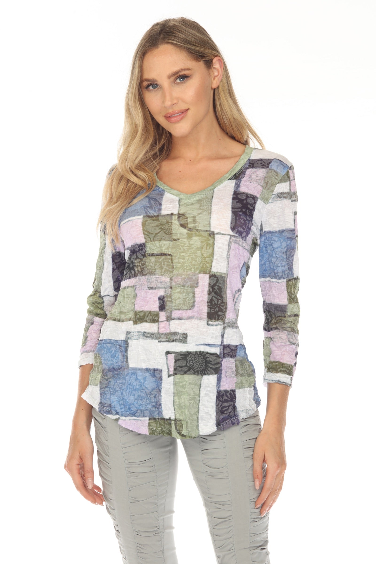 V-Neck Top - Meadow Mosaic