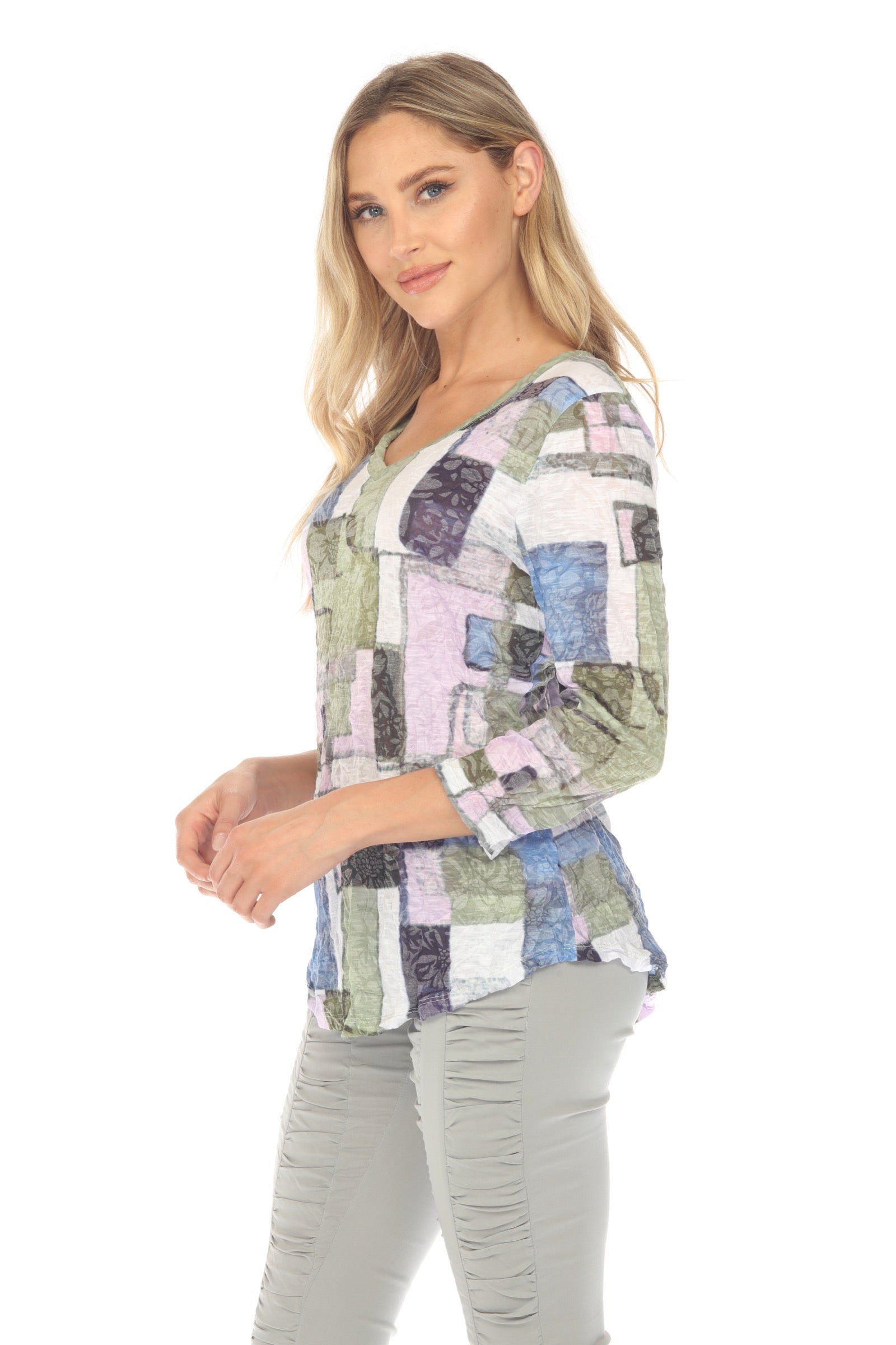 V-Neck Top - Meadow Mosaic