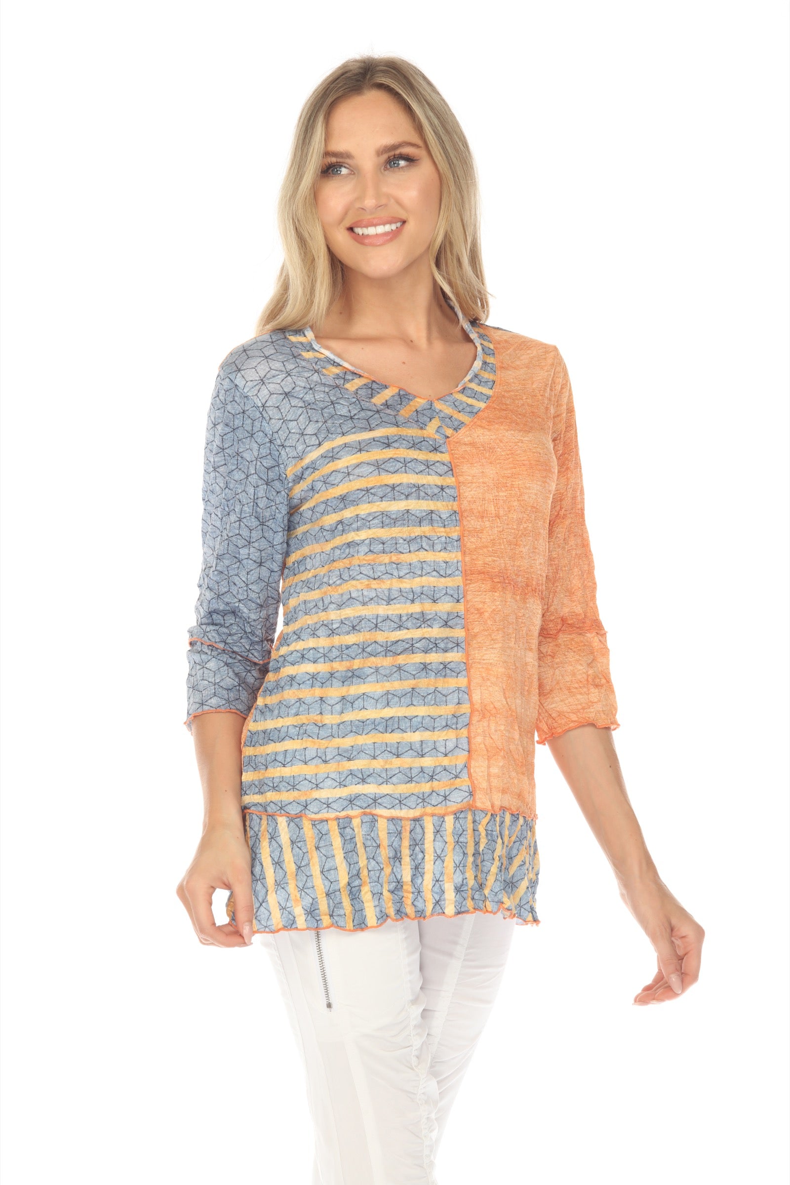 Madeline Top - Tangerine Stripes