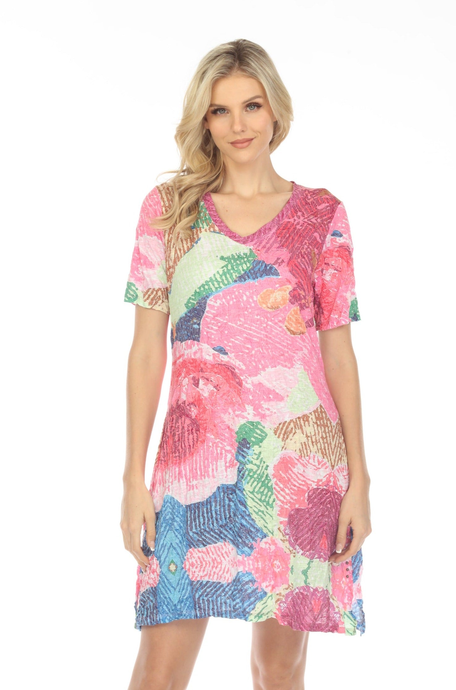 Short Sleeve Dress - Floral Fusion - CARINE