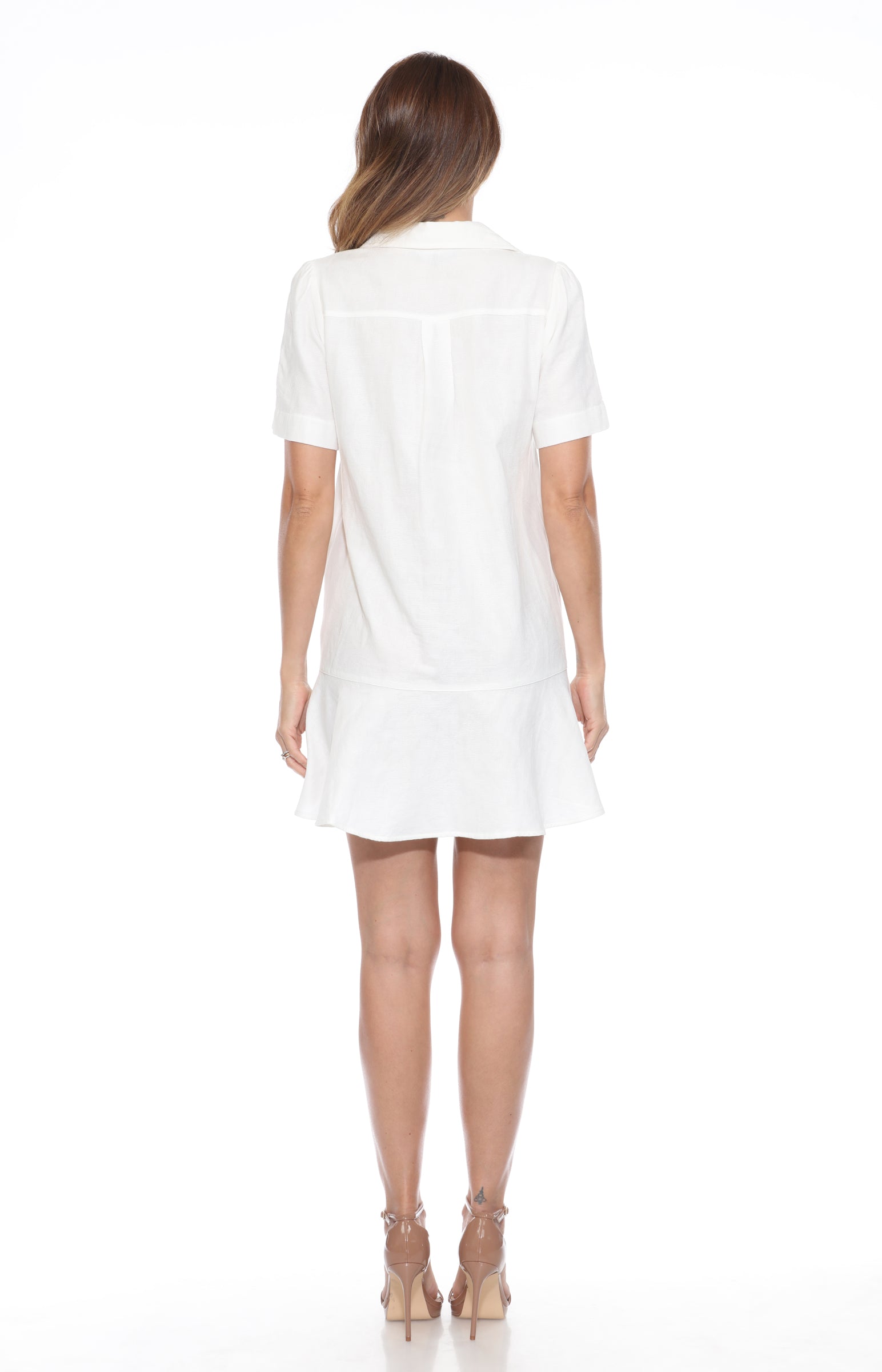 Textured Short-Sleeve Shirt Dress