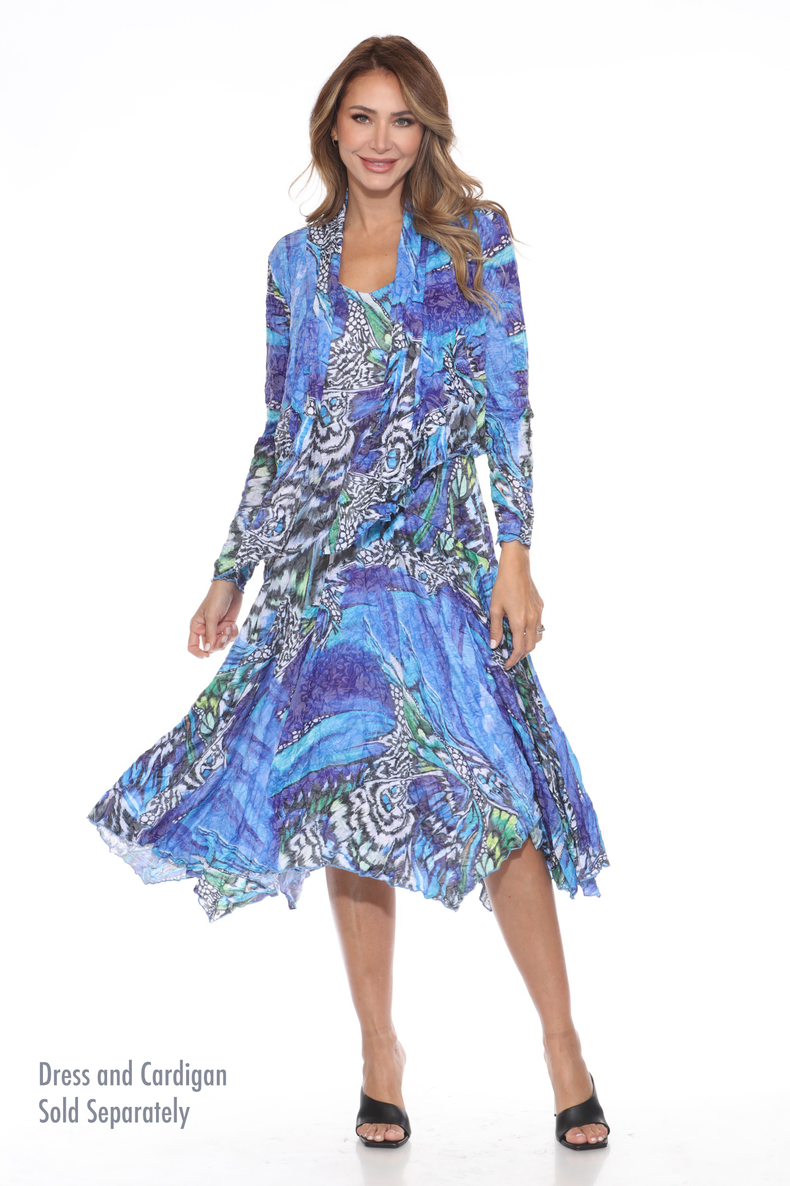 Priscilla Dress - Sapphire Flutter