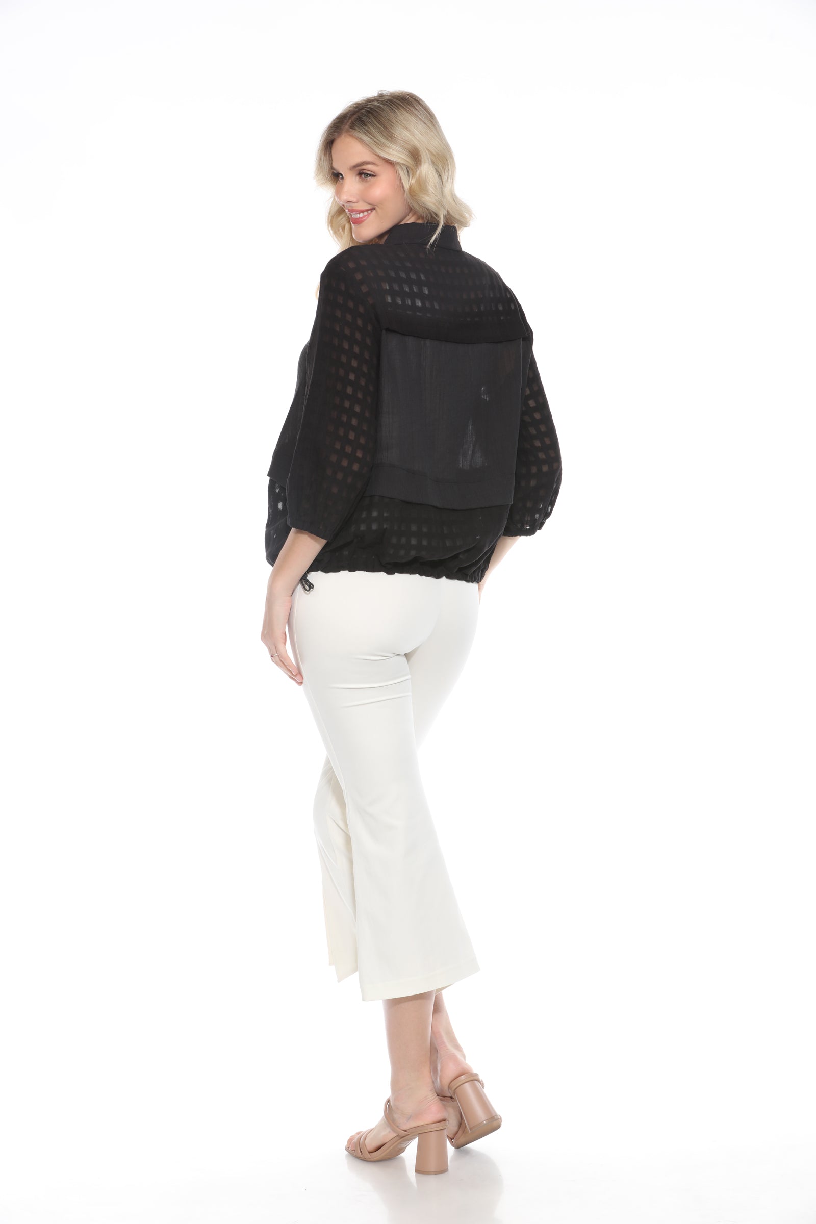 Sheer Panel Zip Front Jacket