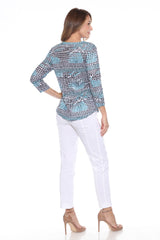 V-Neck Top - Teal Mosaic