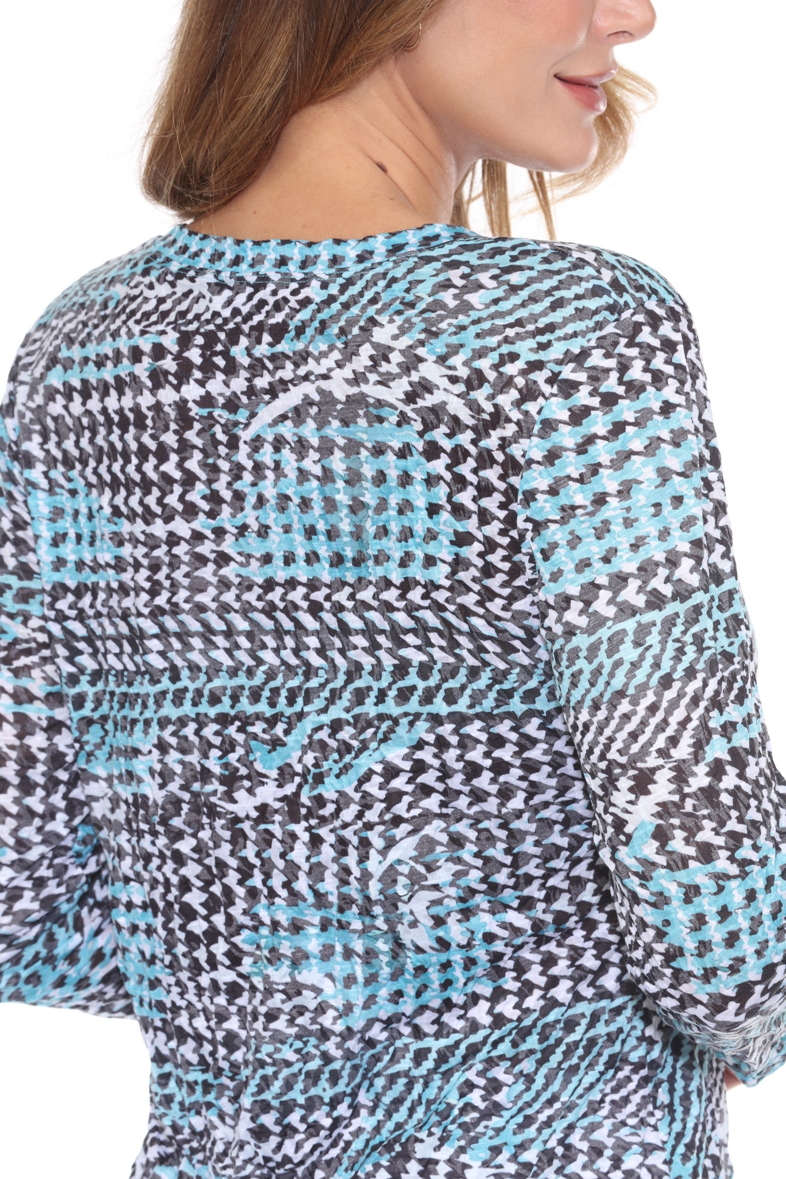 V-Neck Top - Teal Mosaic