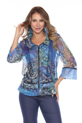 Mesh Zip Jacket - Sapphire Flutter