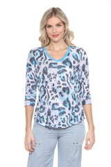 V-Neck Top - Arctic Leopard