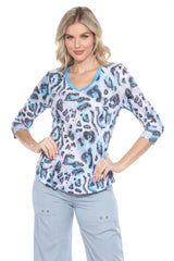 V-Neck Top - Arctic Leopard