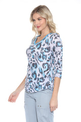 V-Neck Top - Arctic Leopard