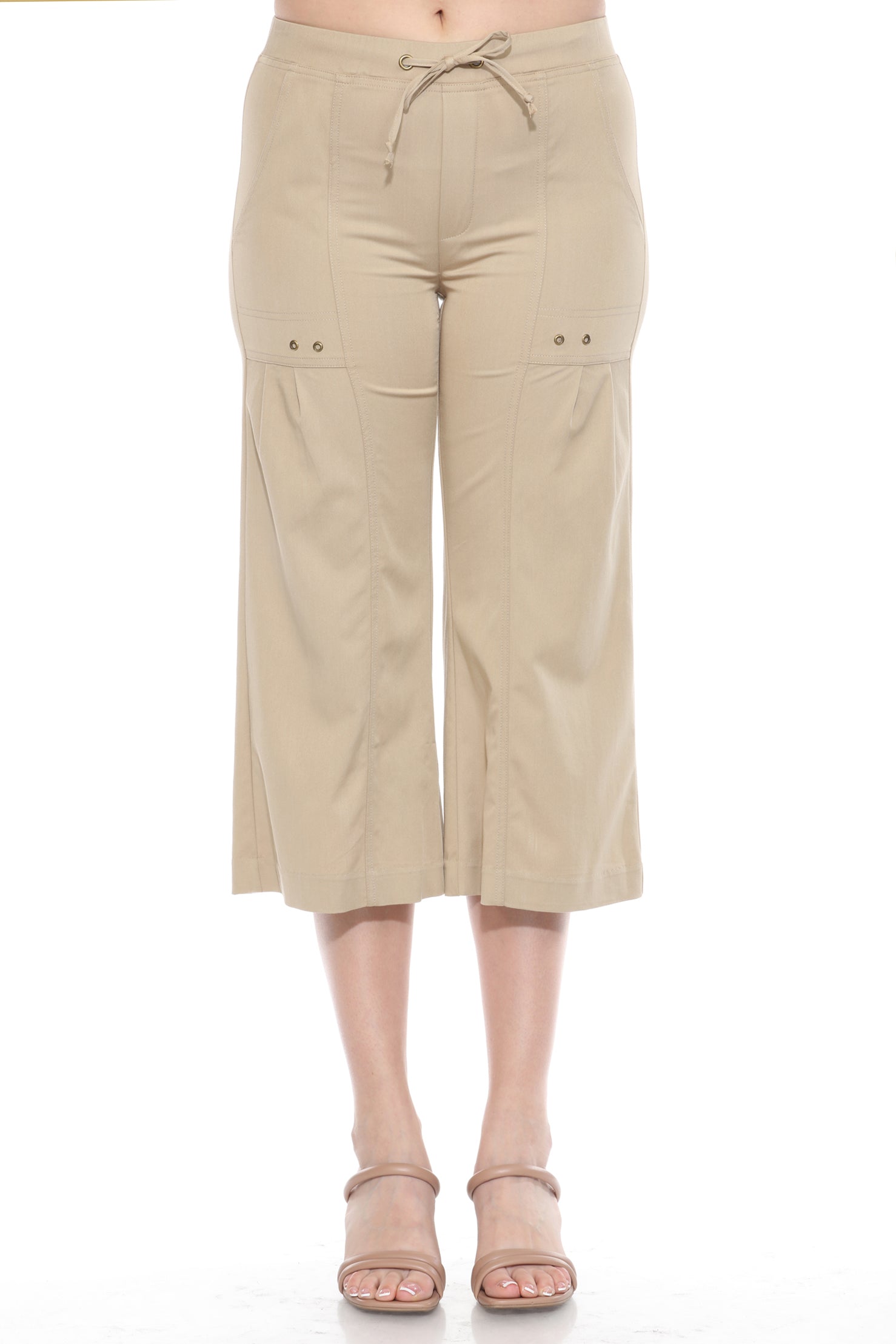 Wide Leg Drawstring Cargo Capri