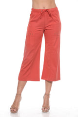 Wide Leg Drawstring Cargo Capri