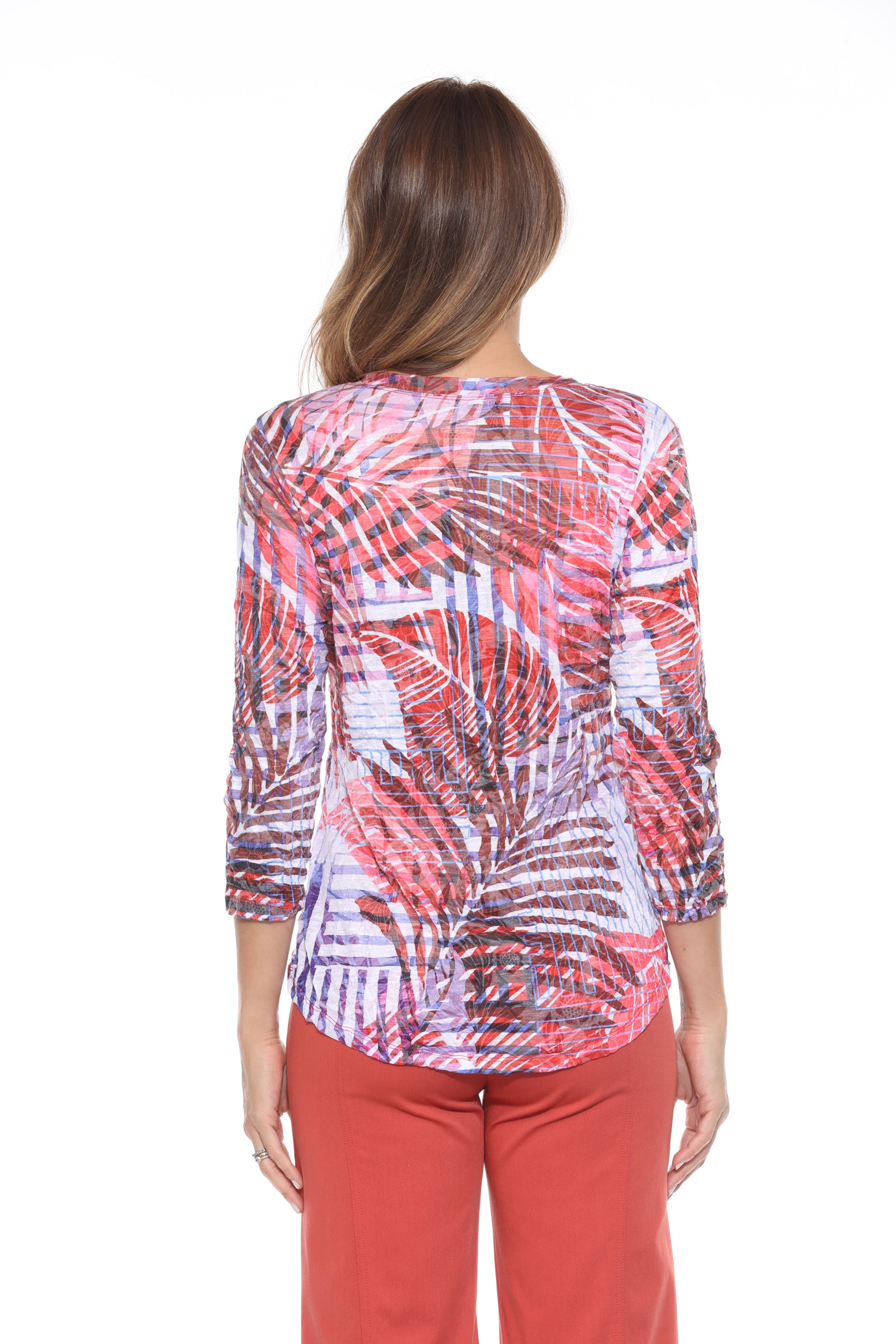 V-Neck Top - Crimson Palms